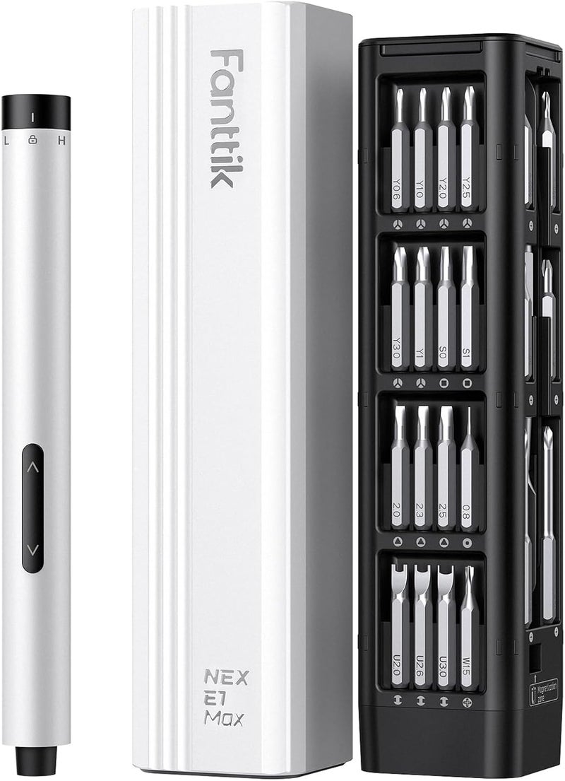 Fanttik E1 Max Electric Screwdriver, Mini Precision Screwdriver Set, 50 Magnetic Bits, Magnetic Storage, 5/32‘’Hex, Repair Tool Kit for Electronics Phone Camera Laptop Watch (White) - Image 1
